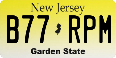 NJ license plate B77RPM