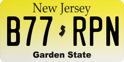 NJ license plate B77RPN