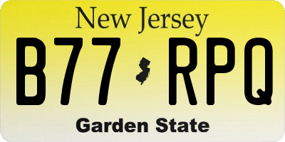 NJ license plate B77RPQ