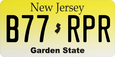 NJ license plate B77RPR