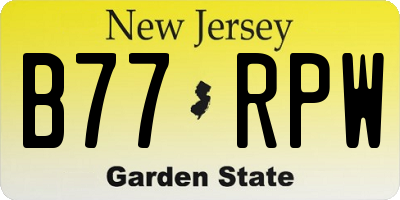 NJ license plate B77RPW
