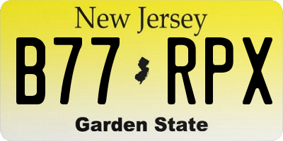 NJ license plate B77RPX