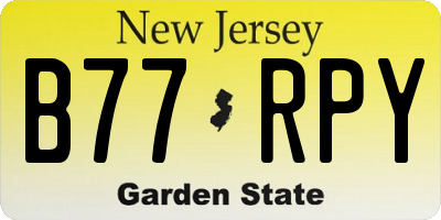 NJ license plate B77RPY