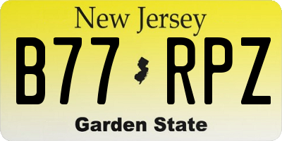 NJ license plate B77RPZ