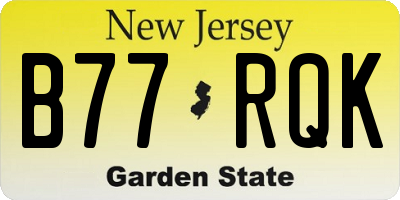NJ license plate B77RQK
