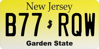 NJ license plate B77RQW