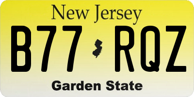 NJ license plate B77RQZ