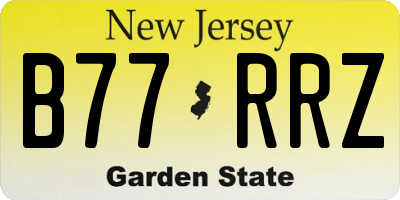 NJ license plate B77RRZ