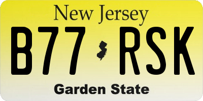 NJ license plate B77RSK