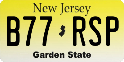 NJ license plate B77RSP
