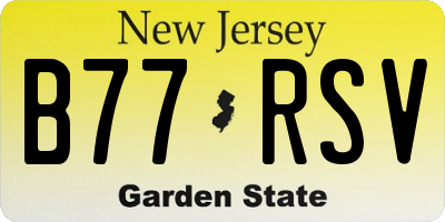NJ license plate B77RSV