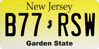 NJ license plate B77RSW