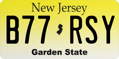 NJ license plate B77RSY