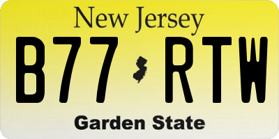 NJ license plate B77RTW