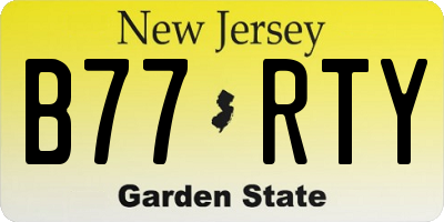 NJ license plate B77RTY