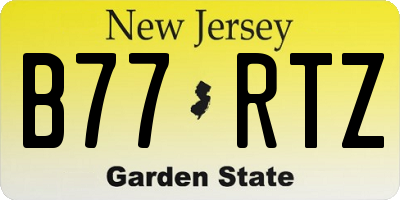 NJ license plate B77RTZ