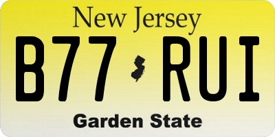 NJ license plate B77RUI