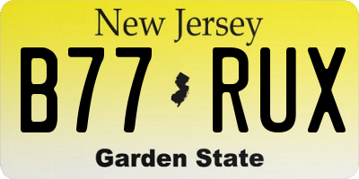 NJ license plate B77RUX