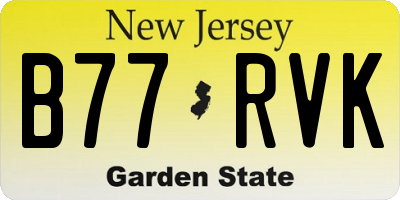 NJ license plate B77RVK