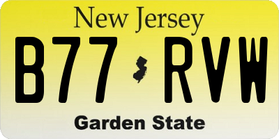 NJ license plate B77RVW