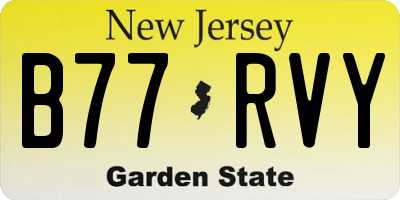 NJ license plate B77RVY
