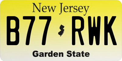 NJ license plate B77RWK