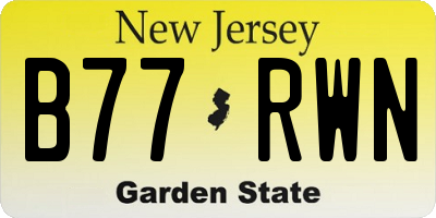 NJ license plate B77RWN