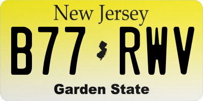 NJ license plate B77RWV