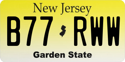 NJ license plate B77RWW