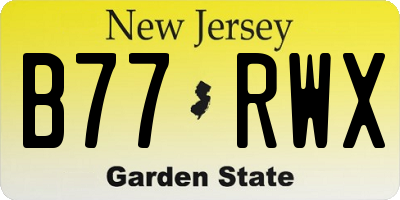 NJ license plate B77RWX
