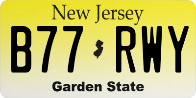 NJ license plate B77RWY