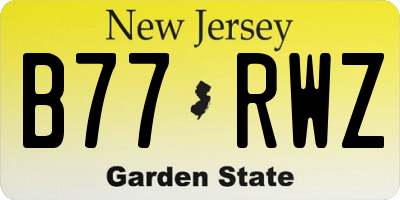 NJ license plate B77RWZ