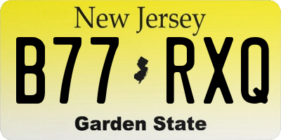 NJ license plate B77RXQ