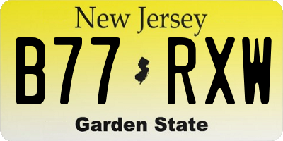 NJ license plate B77RXW