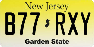 NJ license plate B77RXY