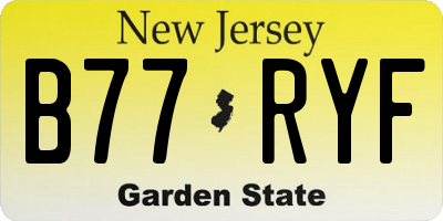 NJ license plate B77RYF