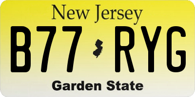 NJ license plate B77RYG