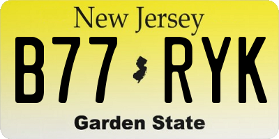 NJ license plate B77RYK