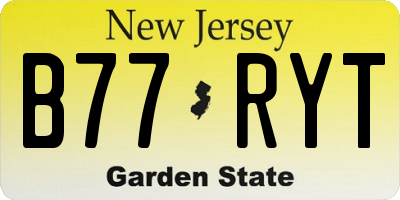 NJ license plate B77RYT