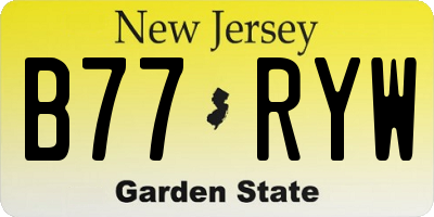 NJ license plate B77RYW