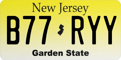 NJ license plate B77RYY