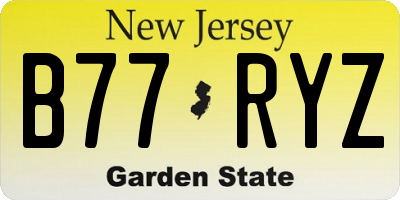 NJ license plate B77RYZ