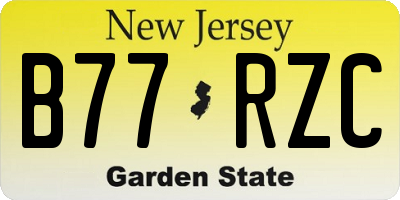 NJ license plate B77RZC