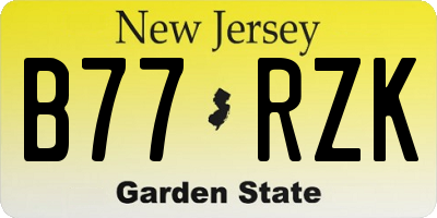 NJ license plate B77RZK