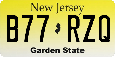 NJ license plate B77RZQ