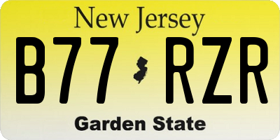 NJ license plate B77RZR