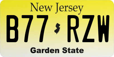 NJ license plate B77RZW