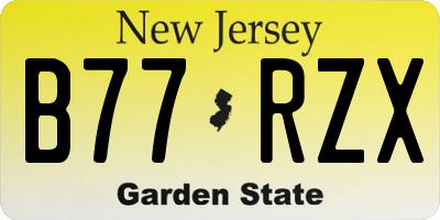 NJ license plate B77RZX