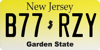 NJ license plate B77RZY