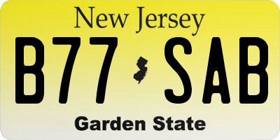 NJ license plate B77SAB